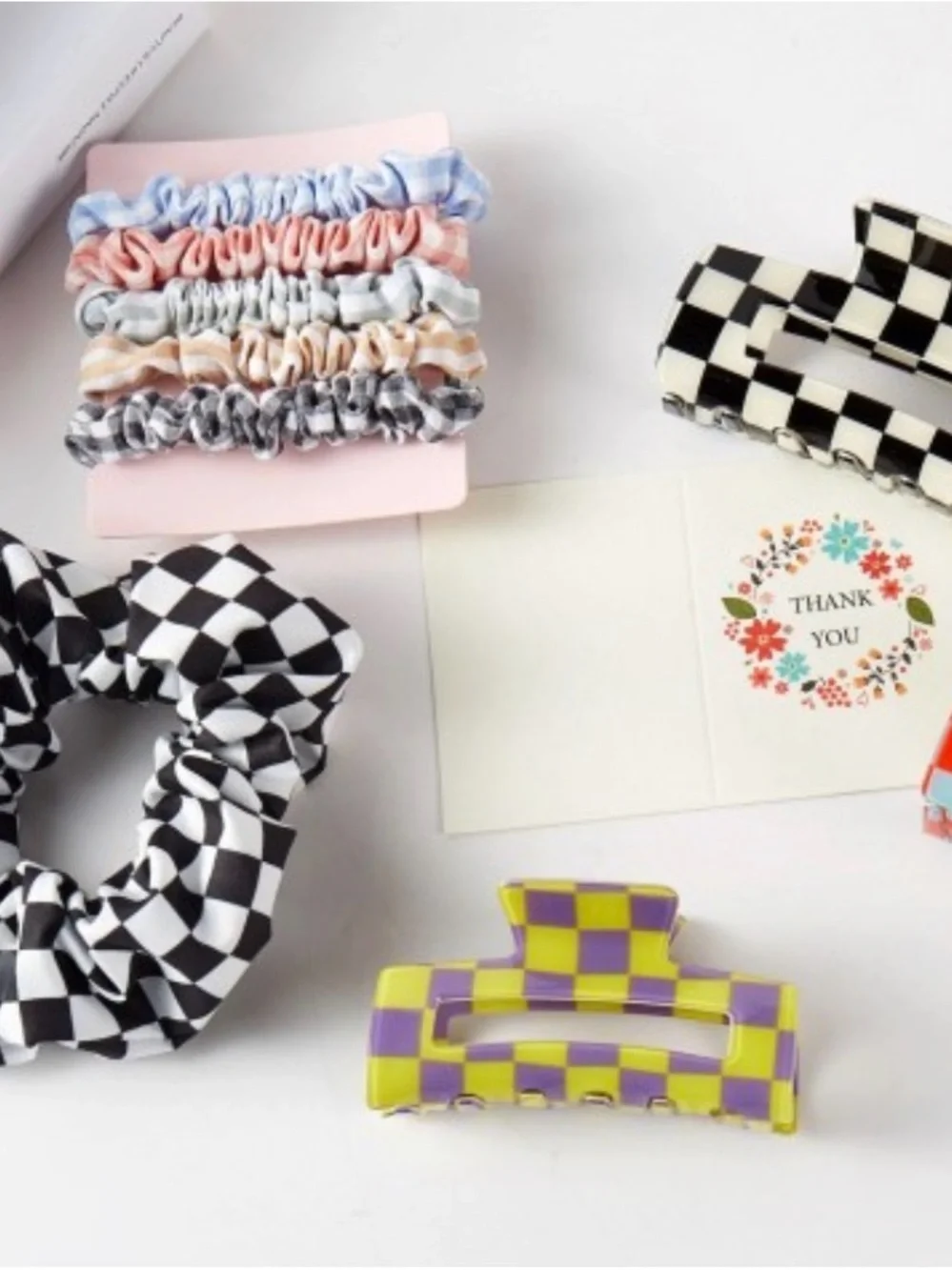 Checker Print 9 Piece Hair Accessories Box